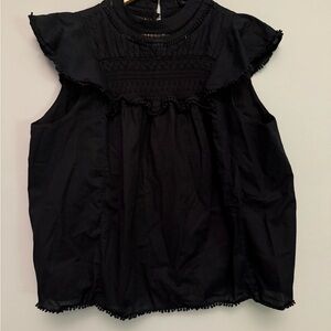 J. Crew Black Ruffled Blouse
